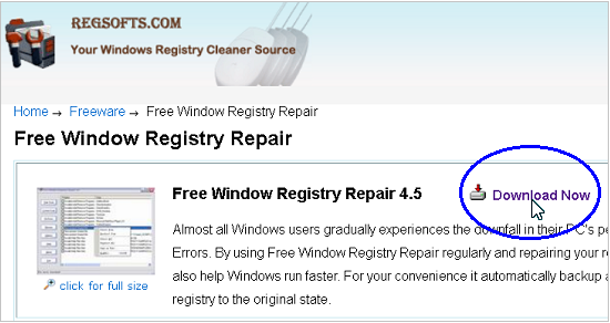 is regsofts com free registry repair