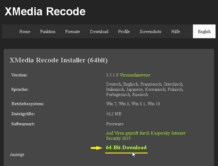xmedia recode roku profile